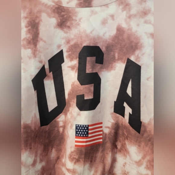 USA Tie Dye Cropped Sweatshirt Size M - Picture 2 of 8